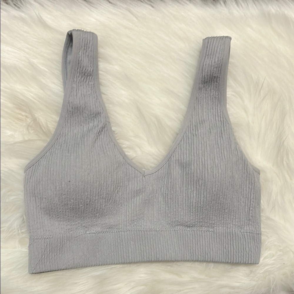 Gray Ribbed Women's Bralette